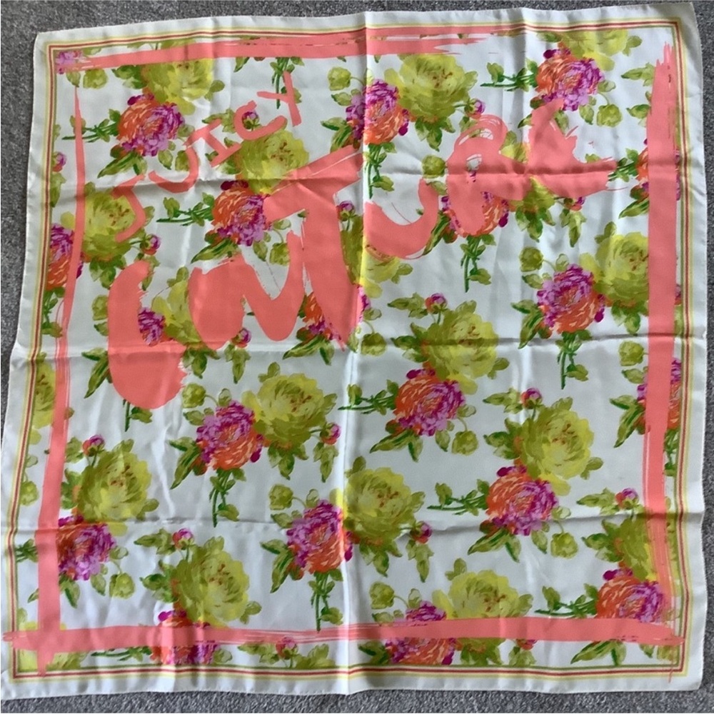 Juicy Couture Large Square Silky Floral Scarf - Picture 2 of 2